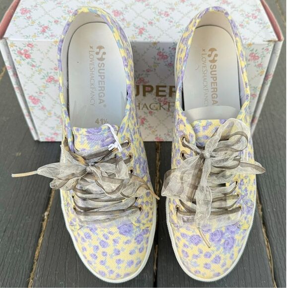 LoveShackFancy Superga FanCot Bindings Purple Floral Platform Sneakers 10.5 - Picture 15 of 16